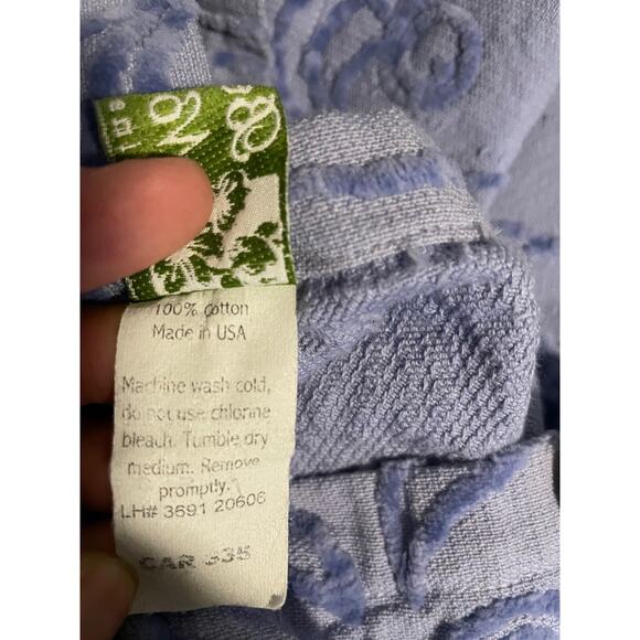 Bella Notte Standard Shams Pair of 2 Blue Floral Leaf Pattern Chenille Buttons - Picture 4 of 7